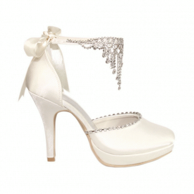 Daphne White Silk Embellished Bridal Shoes