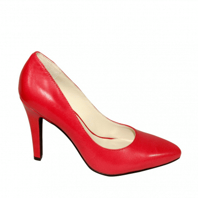 Julie Red Leather Court Shoes