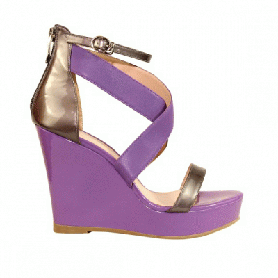 Lucie Purple Patent Wedge Heels