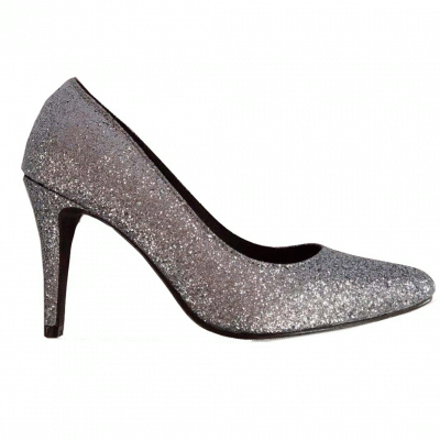 Lara Sparkling Silver Glitter Court Shoes