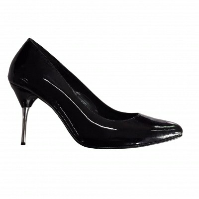 Leanne Patent Black Leather Court Shoes 