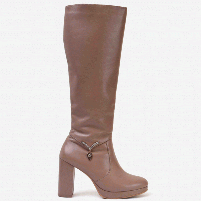 Emma Tan Leather Knee High Boots